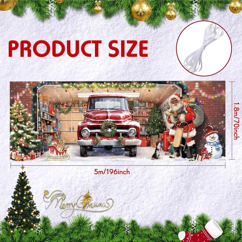 WovWeave Christmas Garage Door Banners Christmas Garage Door Backdrop Decor for Xmas Party Background Supplies(5.9 x 16.4 ft,Black Santa) - Image 2